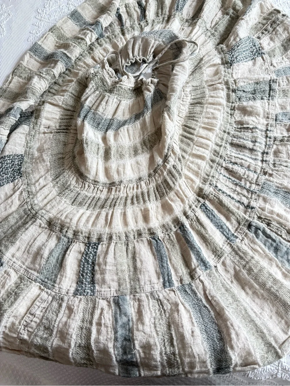 La Bottega di Brunello girls flax linen dress striped artsy woven size 5 Italy
